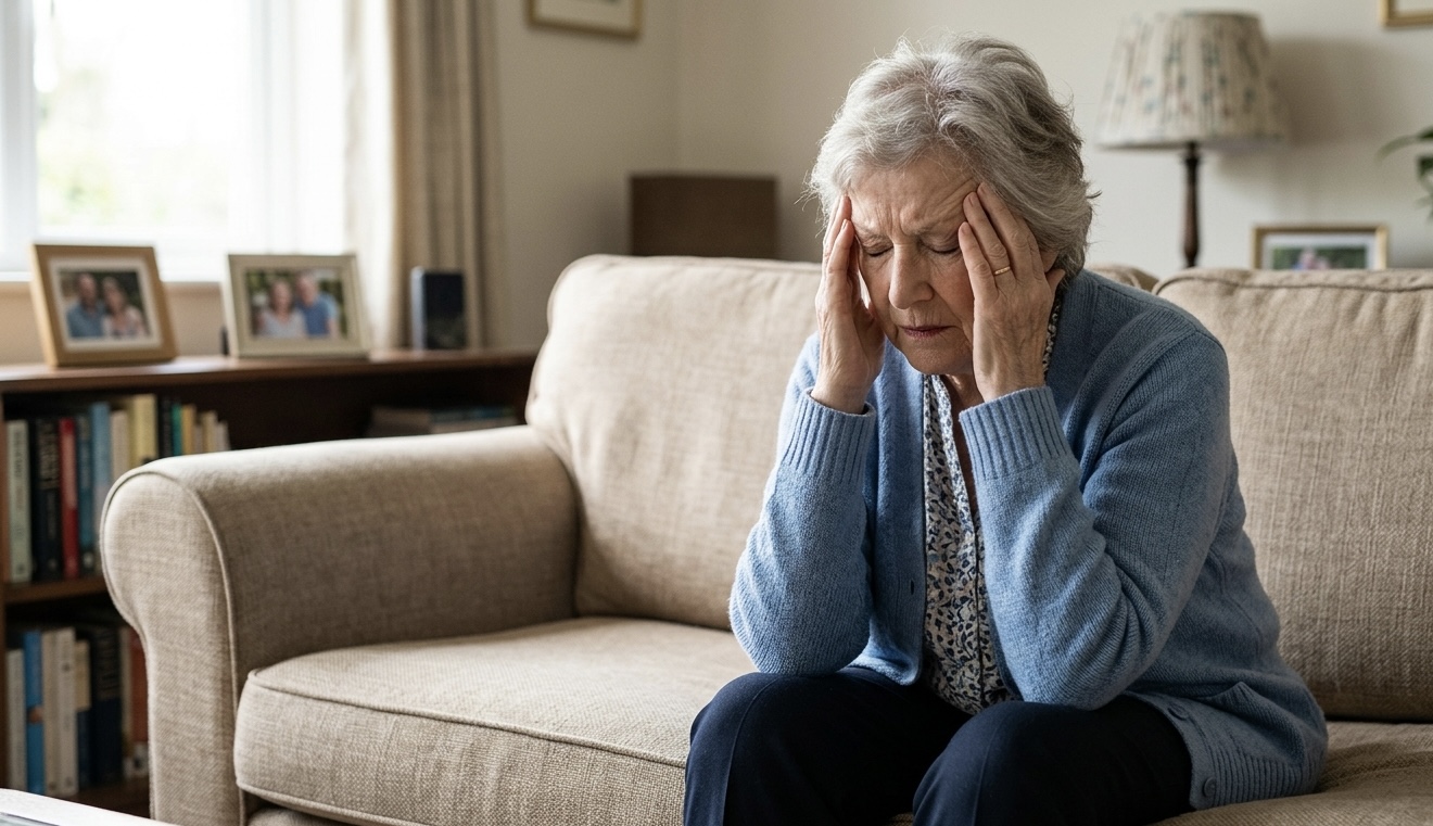 Senior experiencing vertigo symptoms